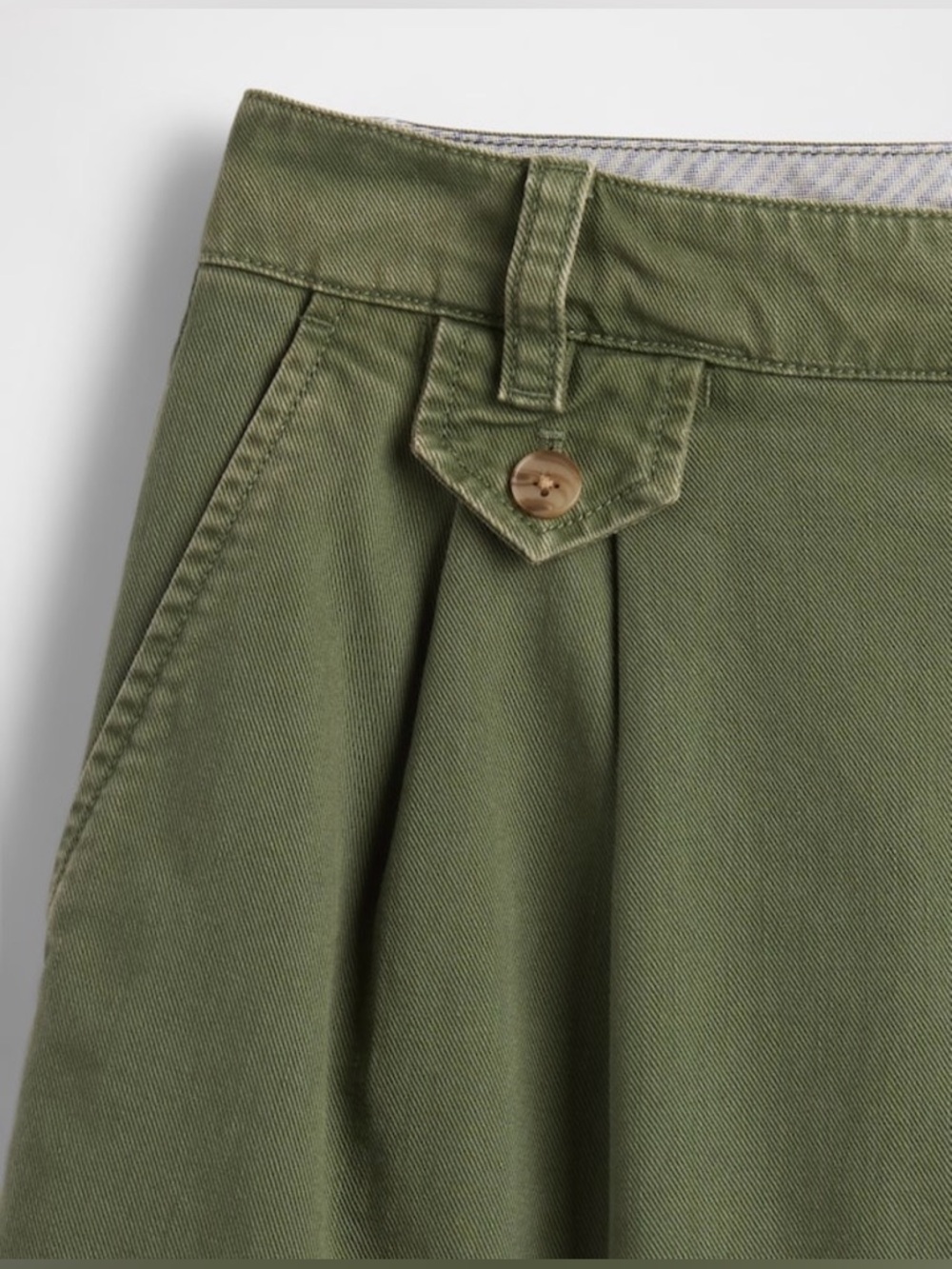 GAP Bracken Olive Green 6" Mid-Rise Twill Pleated Trouser Shorts - Picture 6 of 7
